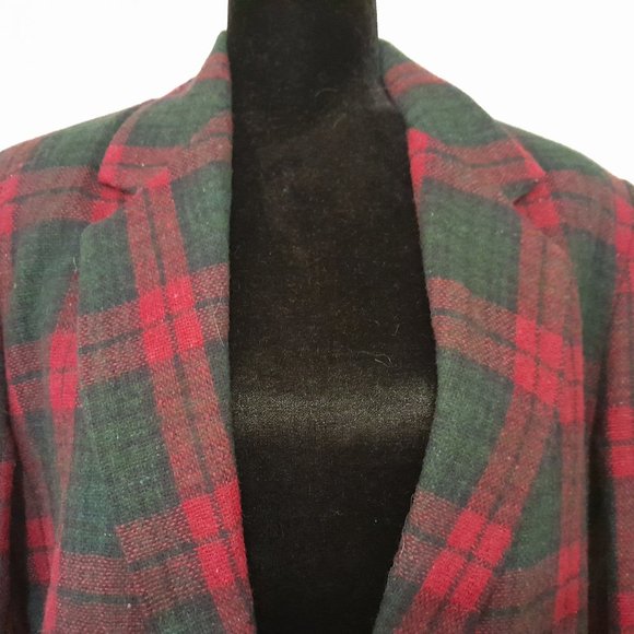 Adolfo International Vintage Wool Bend Plaid Blazer - Picture 3 of 9